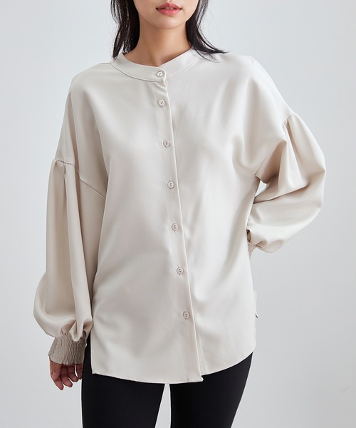 Lace Ladies(レースレディース)の「サイド スリット ドロップショルダー 長袖 ブラウス(シャツ/ブラウス・レディース・ホワイト/ブラック/アイボリー/チャコールグレー・S/FREE)」の3枚目の写真