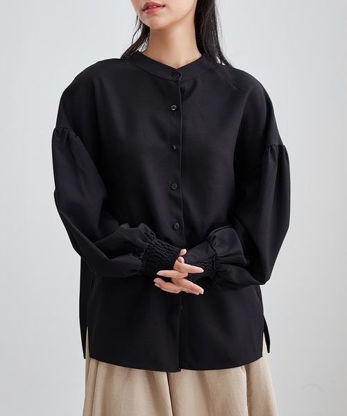 Lace Ladies(レースレディース)の「サイド スリット ドロップショルダー 長袖 ブラウス(シャツ/ブラウス・レディース・ホワイト/ブラック/アイボリー/チャコールグレー・S/FREE)」の1枚目の写真