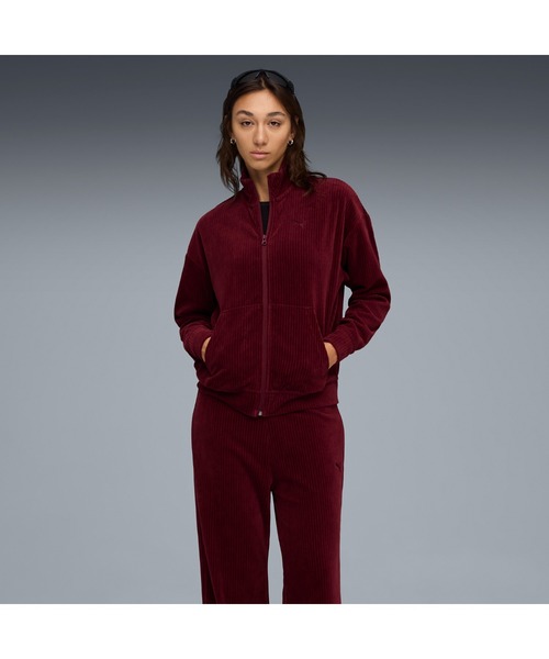 PUMA（プーマ）の「PUMA プーマ ウィメンズ ベロア リブ リラックスド スーツ 上下セット（ジャージ・レディース・ブラック/ピンク系その他2・SMALL/MEDIUM/LARGE/X-LARGE）」の3枚目の写真