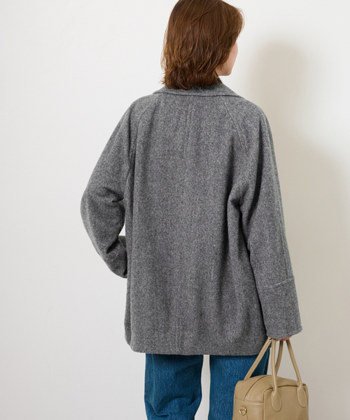 relume 尾州ウール　ダブルブレストピーコート オリーブ　カーキ　38 relume 尾州ウール ダブルブレストピーコート オリーブ カーキ