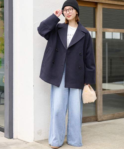 追加》尾州ウールスーパー100モッサPコート（ピーコート