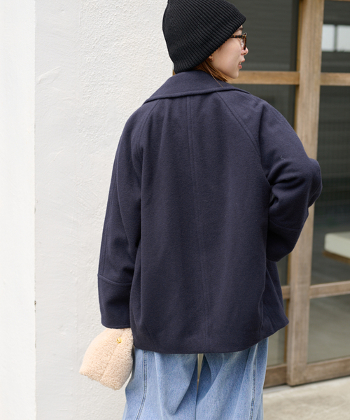 追加》尾州ウールスーパー100モッサPコート（ピーコート