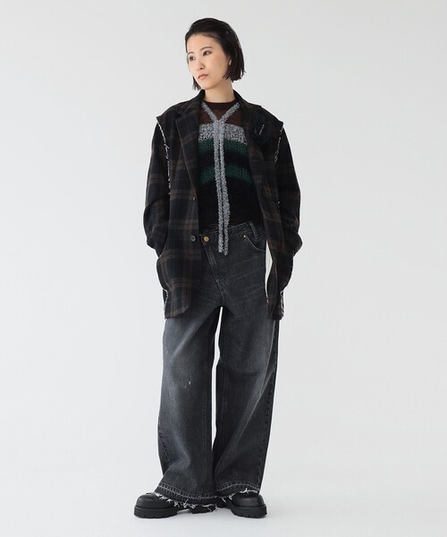 maturely（マチュアリー）の「【2/5再値下げ】リサイクルウール カットオフ ジャケット（テーラードジャケット・レディース・ブラウン/ネイビー・1/0）」の3枚目の写真