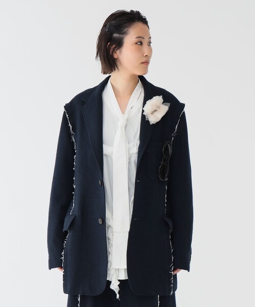 maturely（マチュアリー）の「【2/5再値下げ】リサイクルウール カットオフ ジャケット（テーラードジャケット・レディース・ブラウン/ネイビー・1/0）」の8枚目の写真