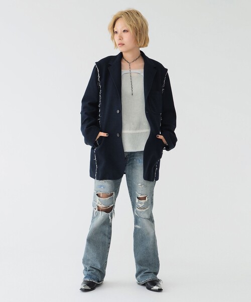 maturely（マチュアリー）の「【2/5再値下げ】リサイクルウール カットオフ ジャケット（テーラードジャケット・レディース・ブラウン/ネイビー・1/0）」の9枚目の写真