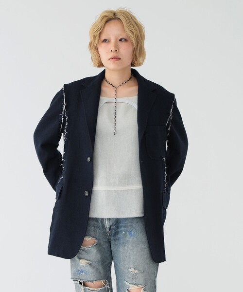 maturely（マチュアリー）の「【2/5再値下げ】リサイクルウール カットオフ ジャケット（テーラードジャケット・レディース・ブラウン/ネイビー・1/0）」の10枚目の写真