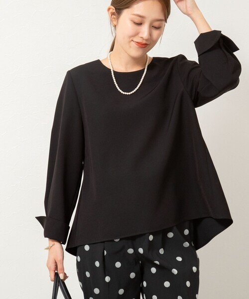 NOLLEY’S（ノーリーズ）の「《セットアップ対応》ウォッシャブルストレッチギャババックフレアブラウス（シャツ/ブラウス・レディース・ブラック/ベージュ・38）」の9枚目の写真