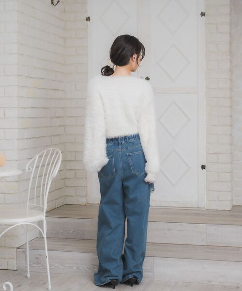 ems excite（エムズエキサイト）の「キラキラシャギーカーデ（カーディガン/ボレロ・レディース・チャコールグレー/オフホワイト/ピンク/グリーン・FREE）」の7枚目の写真