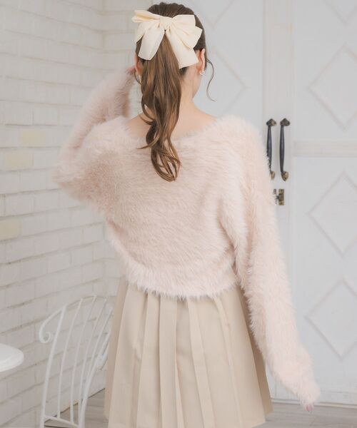 ems excite（エムズエキサイト）の「キラキラシャギーカーデ（カーディガン/ボレロ・レディース・チャコールグレー/オフホワイト/ピンク/グリーン・FREE）」の20枚目の写真