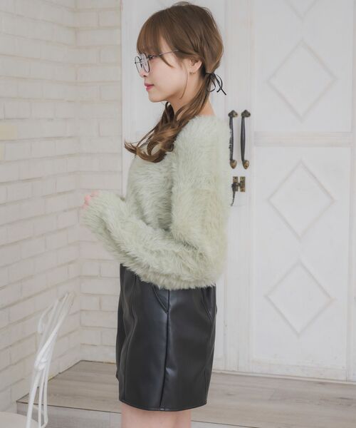 ems excite（エムズエキサイト）の「キラキラシャギーカーデ（カーディガン/ボレロ・レディース・チャコールグレー/オフホワイト/ピンク/グリーン・FREE）」の18枚目の写真