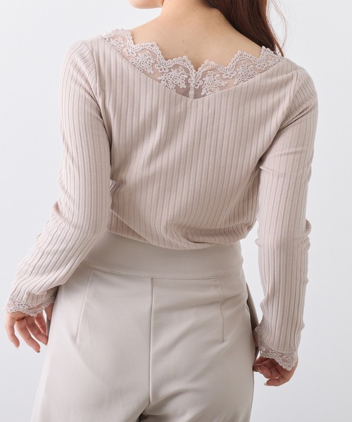 Remind me and forever(リマインドミーアンドフォーエバー)の「テレコVレース長袖プルオーバー(Tシャツ/カットソー・レディース・アイボリー/ブラック/グレイッシュベージュ・FREE)」の20枚目の写真