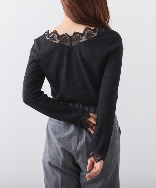 Remind me and forever(リマインドミーアンドフォーエバー)の「テレコVレース長袖プルオーバー(Tシャツ/カットソー・レディース・アイボリー/ブラック/グレイッシュベージュ・FREE)」の22枚目の写真