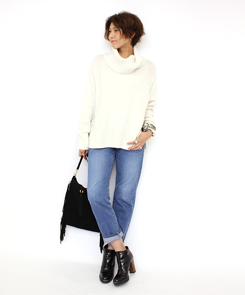 mystic（ミスティック）の「【mystic】オフタートルニット（ニット/セーター・レディース・カーキ/キャメル/オフホワイト/ブラック・ﾌﾘ-）」の5枚目の写真