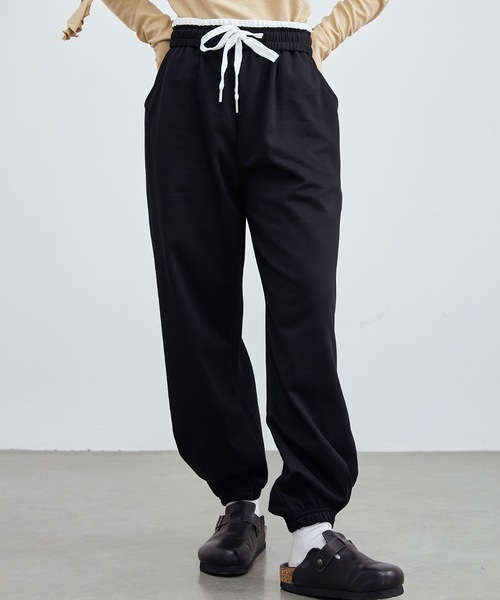 セール】ソリッドカラー ウエスト イージー ジョガー パンツ（その他