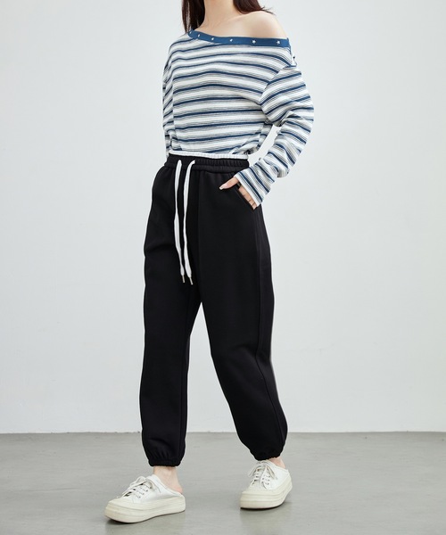 DAYRA（デイラ）の「裏起毛あり/なし ソリッドカラー ウエスト イージー ジョガー パンツ（その他パンツ・レディース・グレー系1/ブラック系1/グレー系その他2/ネイビー系1/チャコールグレー/ネイビー系2/ブラック系2/グレー系2・160/155/165）」の18枚目の写真
