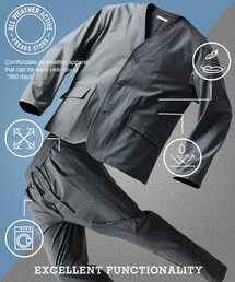 FREAK'S STORE | 限定展開 ALL WEATHER ACTIVE WEAR/オールウェザーアクティブウェア リラックスフィット ノーカラージャケットセットアップ/ワイドパンツ(ノーカラージャケット)