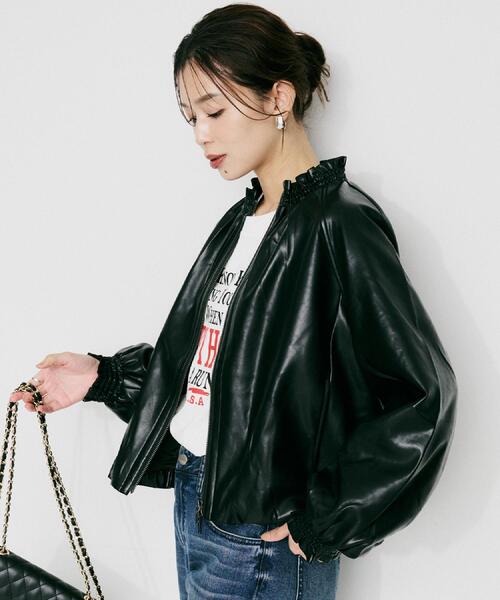 UNTITLED(アンタイトル)の「【MARILYN MOON】ソフトレザー調ブルゾン(ブルゾン・レディース・ブラック・02)」の4枚目の写真