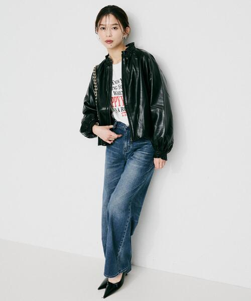 UNTITLED(アンタイトル)の「【MARILYN MOON】ソフトレザー調ブルゾン(ブルゾン・レディース・ブラック・02)」の5枚目の写真