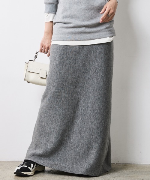 CHIC STYLE（シックスタイル）の「ニットナローマキシスカート＜大きいサイズ有＞シックスタイル（スカート・レディース・ボルドー/グレー/ブラック/アイボリー・L/M/3L/LL/5L/4L）」の3枚目の写真