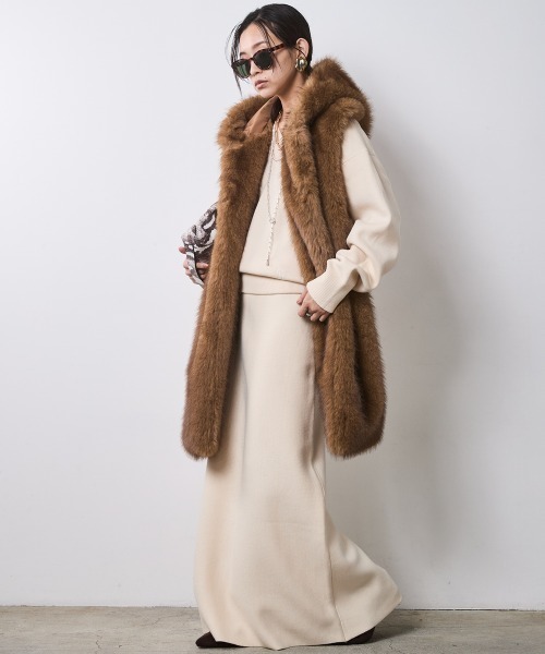 CHIC STYLE（シックスタイル）の「ニットナローマキシスカート＜大きいサイズ有＞シックスタイル（スカート・レディース・ボルドー/グレー/ブラック/アイボリー・L/M/3L/LL/5L/4L）」の12枚目の写真