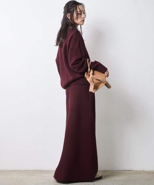 CHIC STYLE（シックスタイル）の「ニットナローマキシスカート＜大きいサイズ有＞シックスタイル（スカート・レディース・ボルドー/グレー/ブラック/アイボリー・L/M/3L/LL/5L/4L）」の13枚目の写真