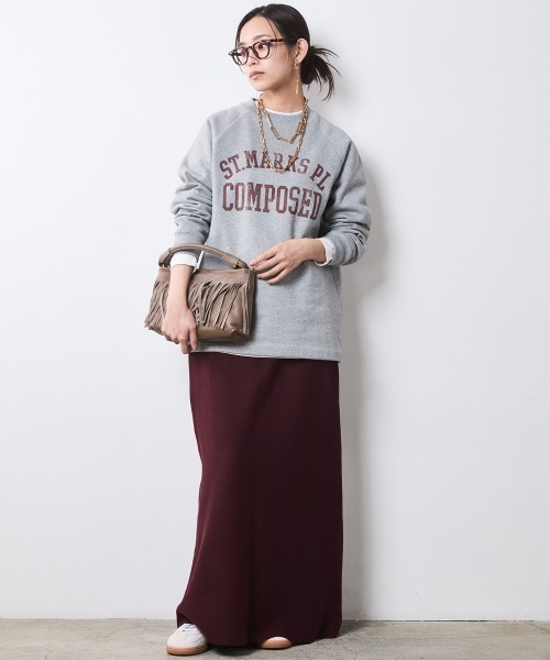 CHIC STYLE（シックスタイル）の「ニットナローマキシスカート＜大きいサイズ有＞シックスタイル（スカート・レディース・ボルドー/グレー/ブラック/アイボリー・L/M/3L/LL/5L/4L）」の14枚目の写真