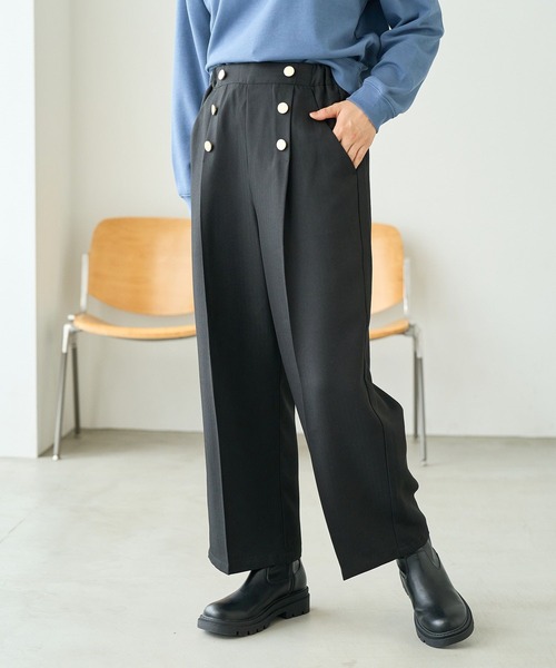 FOUND GOOD（ファウンドグッド）の「フロントボタンワイドP（その他パンツ・レディース・グレー系5/ブラック/ブラウン系5・S/M/L）」の7枚目の写真