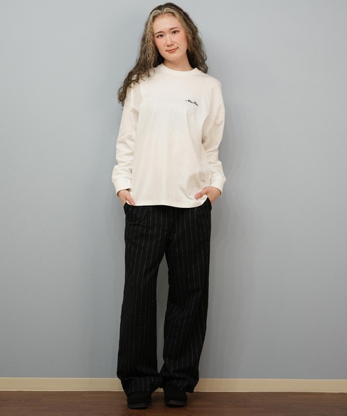 NEW ERA(ニューエラ)の「NEW ERA/ニューエラ WS LS OVERSIZED COTTON T ロンT 14674699/14674700(Tシャツ/カットソー・レディース・ホワイト/ブラック・M/S)」の6枚目の写真