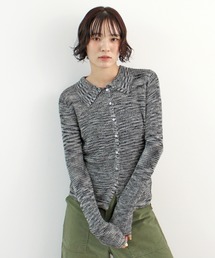 段染めポロカーディガン