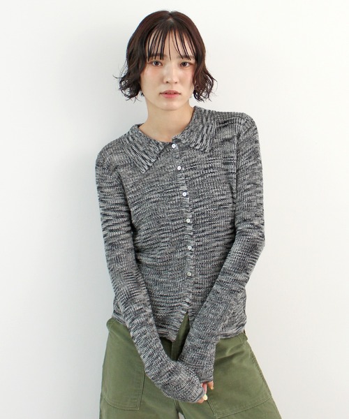 ABYS(アビス)の「段染めポロカーディガン(カーディガン/ボレロ・レディース・ネイビー/チャコールグレー/レンガ・FREE)」の1枚目の写真