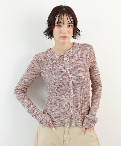 ABYS(アビス)の「段染めポロカーディガン(カーディガン/ボレロ・レディース・ネイビー/チャコールグレー/レンガ・FREE)」の3枚目の写真