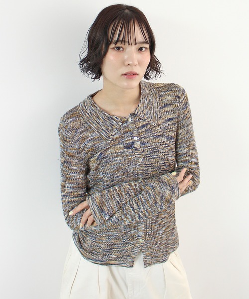 ABYS(アビス)の「段染めポロカーディガン(カーディガン/ボレロ・レディース・ネイビー/チャコールグレー/レンガ・FREE)」の4枚目の写真