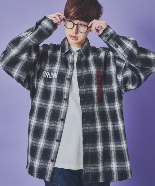 JACKROSE（ジャックローズ）の「YOIDORE 酒愛好家 ﾁｪｯｸｼｬﾂ（シャツ/ブラウス・メンズ・ブラック・M/L/XL）」の4枚目の写真