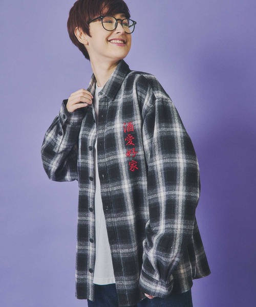 JACKROSE（ジャックローズ）の「YOIDORE 酒愛好家 ﾁｪｯｸｼｬﾂ（シャツ/ブラウス・メンズ・ブラック・M/L/XL）」の5枚目の写真