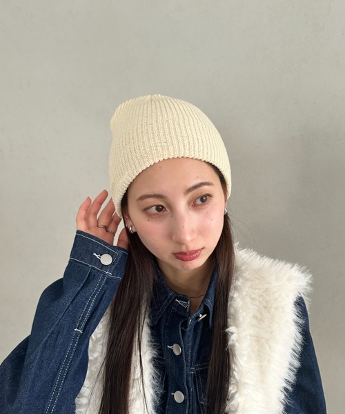 MYMOOD.（マイムード）の「【6色展開】ニット帽子 リブニット ビーニー（ニットキャップ/ビーニー・レディース・ブラック/アイボリー/グレー/オレンジ/ベージュ/ライトグレー・FREE）」の5枚目の写真