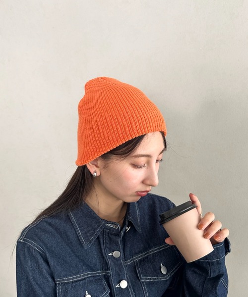 MYMOOD.（マイムード）の「【6色展開】ニット帽子 リブニット ビーニー（ニットキャップ/ビーニー・レディース・ブラック/アイボリー/グレー/オレンジ/ベージュ/ライトグレー・FREE）」の6枚目の写真