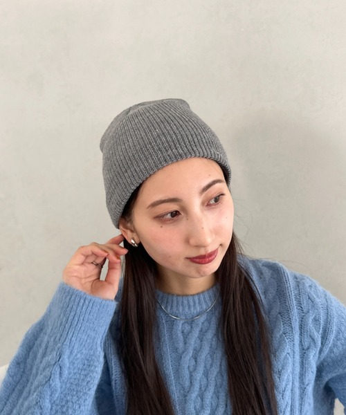 MYMOOD.（マイムード）の「【6色展開】ニット帽子 リブニット ビーニー（ニットキャップ/ビーニー・レディース・ブラック/アイボリー/グレー/オレンジ/ベージュ/ライトグレー・FREE）」の4枚目の写真
