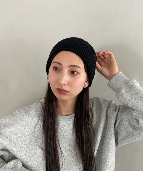 MYMOOD.（マイムード）の「【6色展開】ニット帽子 リブニット ビーニー（ニットキャップ/ビーニー・レディース・ブラック/アイボリー/グレー/オレンジ/ベージュ/ライトグレー・FREE）」の3枚目の写真