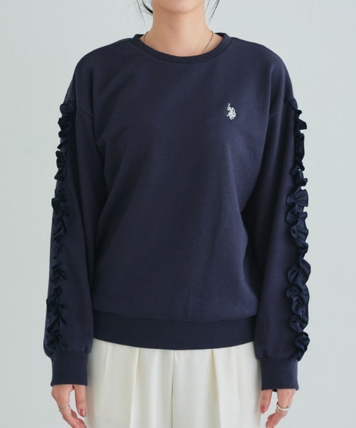 U.S. POLO ASSN.(ユーエスポロアッスン)の「U.S. POLO ASSN. フリルスウェット(スウェット・レディース・グレー系その他/ネイビー/ホワイト系その他・M/L)」の10枚目の写真