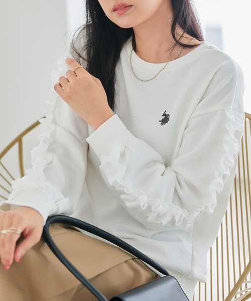 U.S. POLO ASSN.(ユーエスポロアッスン)の「U.S. POLO ASSN. フリルスウェット(スウェット・レディース・グレー系その他/ネイビー/ホワイト系その他・M/L)」の14枚目の写真