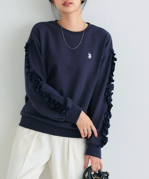 U.S. POLO ASSN.(ユーエスポロアッスン)の「U.S. POLO ASSN. フリルスウェット(スウェット・レディース・グレー系その他/ネイビー/ホワイト系その他・M/L)」の15枚目の写真