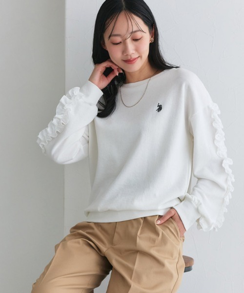 U.S. POLO ASSN.(ユーエスポロアッスン)の「U.S. POLO ASSN. フリルスウェット(スウェット・レディース・グレー系その他/ネイビー/ホワイト系その他・M/L)」の16枚目の写真