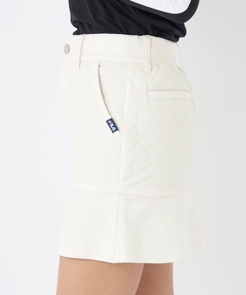 FILA GOLF(フィラゴルフ )の「【FILAGOLF/フィラゴルフ】レディースニット×中綿スカート|蓄熱裏地・保温性|異素材ミックスデザインレディースゴルフウェア(スカート・レディース・オフホワイト/ブラック・LARGE/MEDIUM)」の5枚目の写真