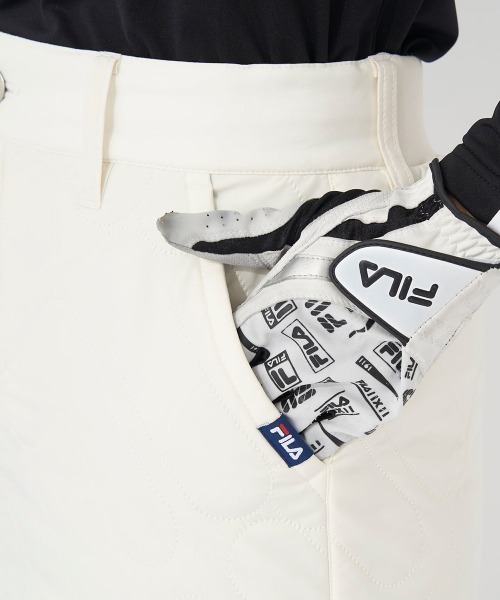 FILA GOLF(フィラゴルフ )の「【FILAGOLF/フィラゴルフ】レディースニット×中綿スカート|蓄熱裏地・保温性|異素材ミックスデザインレディースゴルフウェア(スカート・レディース・オフホワイト/ブラック・LARGE/MEDIUM)」の8枚目の写真