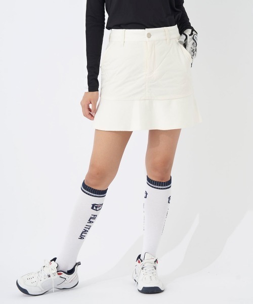 FILA GOLF(フィラゴルフ )の「【FILAGOLF/フィラゴルフ】レディースニット×中綿スカート|蓄熱裏地・保温性|異素材ミックスデザインレディースゴルフウェア(スカート・レディース・オフホワイト/ブラック・LARGE/MEDIUM)」の10枚目の写真
