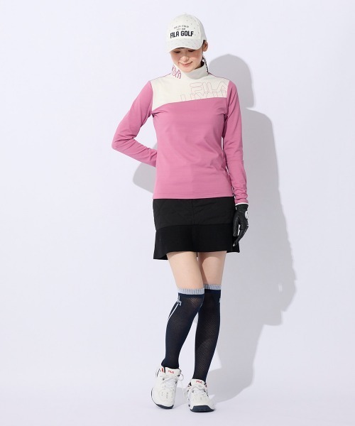 FILA GOLF(フィラゴルフ )の「【FILAGOLF/フィラゴルフ】レディースニット×中綿スカート|蓄熱裏地・保温性|異素材ミックスデザインレディースゴルフウェア(スカート・レディース・オフホワイト/ブラック・LARGE/MEDIUM)」の16枚目の写真