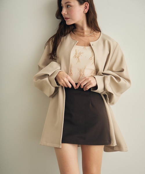 ボリュームスリーブノーカラージャケット（ノーカラージャケット