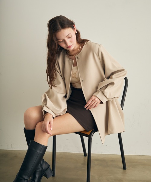 Lunea（ルネア）の「ボリュームスリーブノーカラージャケット（ノー