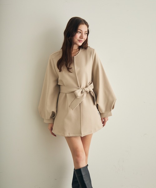 ボリュームスリーブノーカラージャケット（ノーカラージャケット