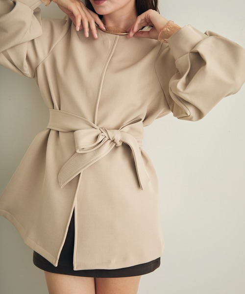 ボリュームスリーブノーカラージャケット（ノーカラージャケット